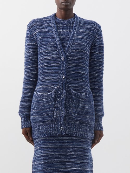 Chloé - Space-dyed Recycled-cashmere Cardigan Blue Stripe