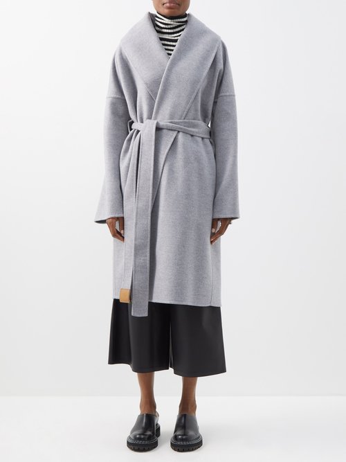 Shawl-collar Double-faced Wool-blend Coat