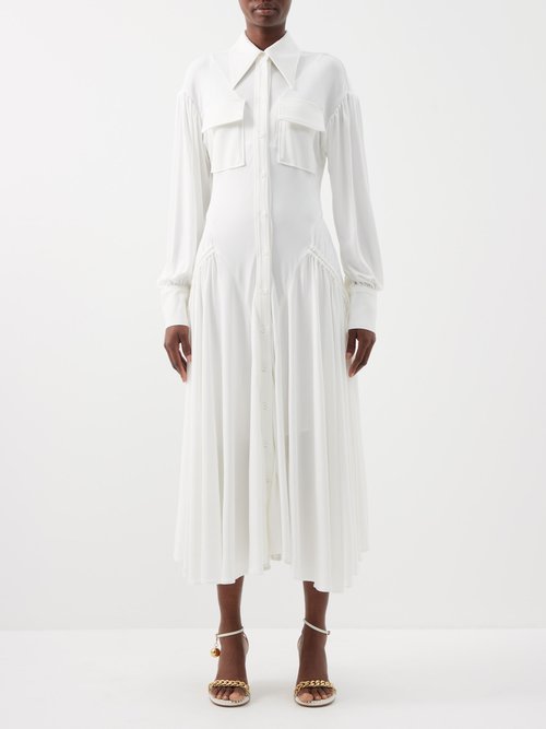 Buy Proenza Schouler - Ruched Jersey Shirt Dress White online - shop best Proenza Schouler clothing sales