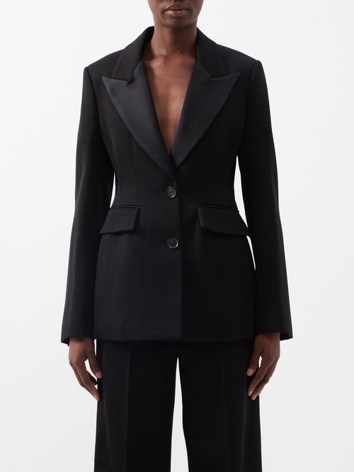 Proenza Schouler - Hourglass-waist Wool-twill Tuxedo Suit Jacket Black