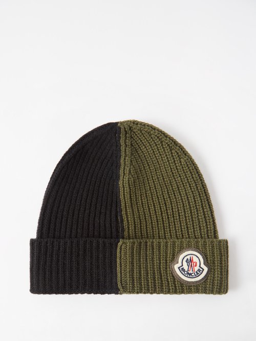 Bi-colour Ribbed Wool Beanie Hat
