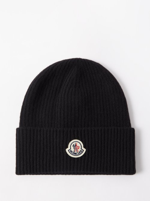 Logo-patch Ribbed-knit Wool-blend Beanie