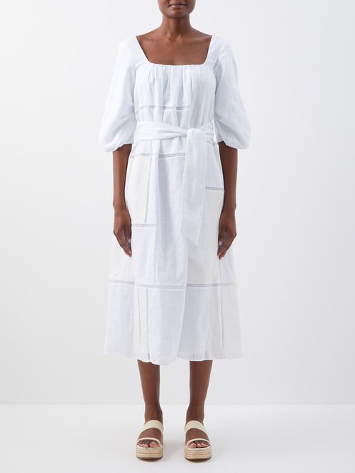 Gabriela Hearst - Daphine Patchwork Cotton-gauze Midi Dress White