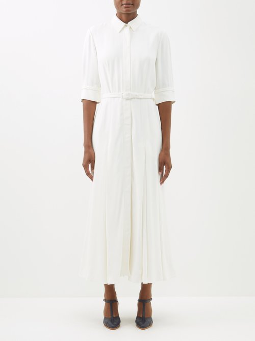 Gabriela Hearst - Jeanne Belted Piqué Maxi Dress Ivory