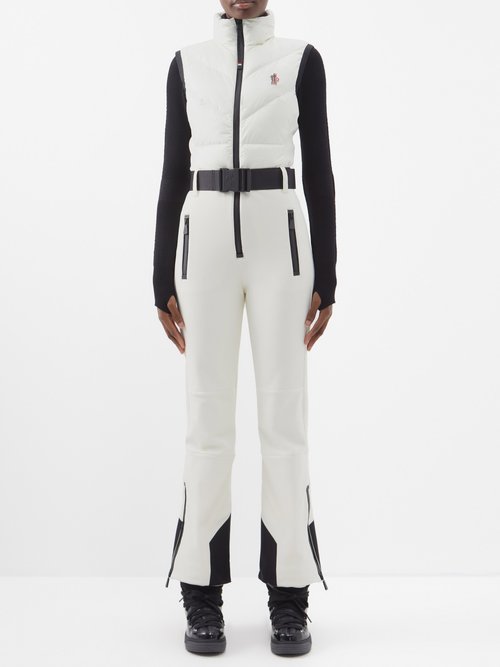 Moncler Grenoble - Sleeveless Down-panelled Softshell Ski Suit - Womens - White
