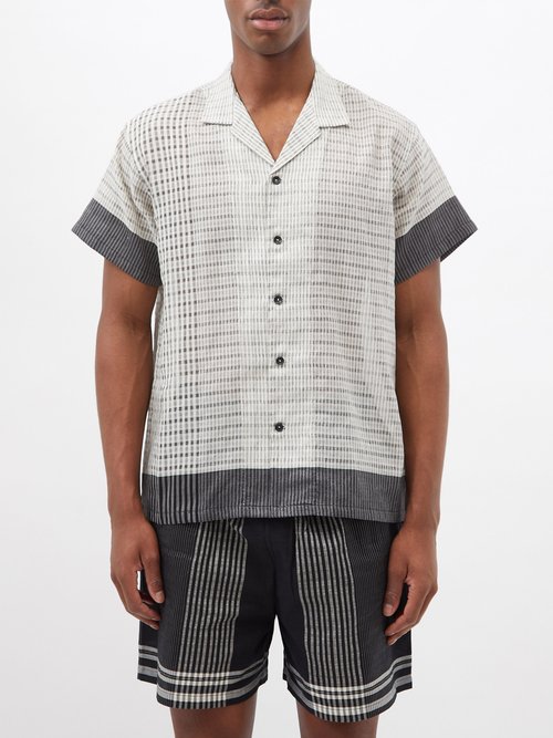 Linen-Blend Multi Sheer Shirt - off whit