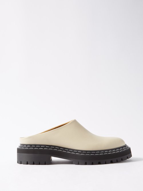 Proenza Schouler - Leather Backless Loafers Natural