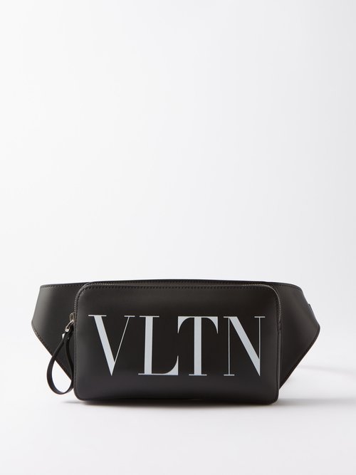 Valentino Garavani Vltn-logo Leather Belt Bag In Black,white | ModeSens