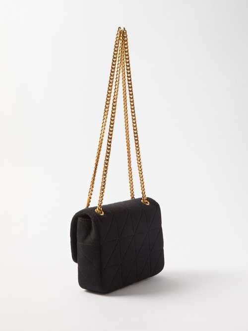 Saint Laurent Jamie Mini Quilted Wool Black Crossbody Bag