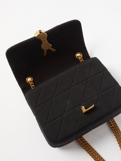 Saint Laurent Jamie Mini Quilted Wool Black Crossbody Bag