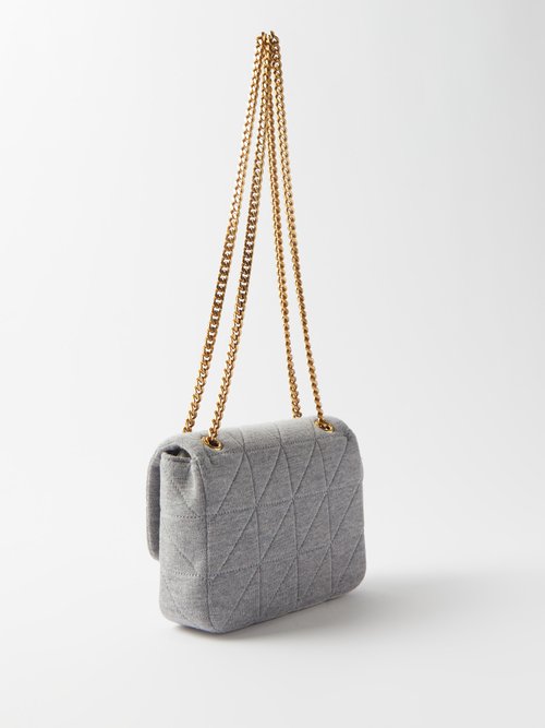 Saint Laurent Mini Jamie Jersey Patchwork Bag In Grey