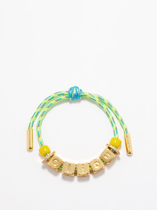 éliou - jovi beaded 14kt gold-plated bracelet mens green multi