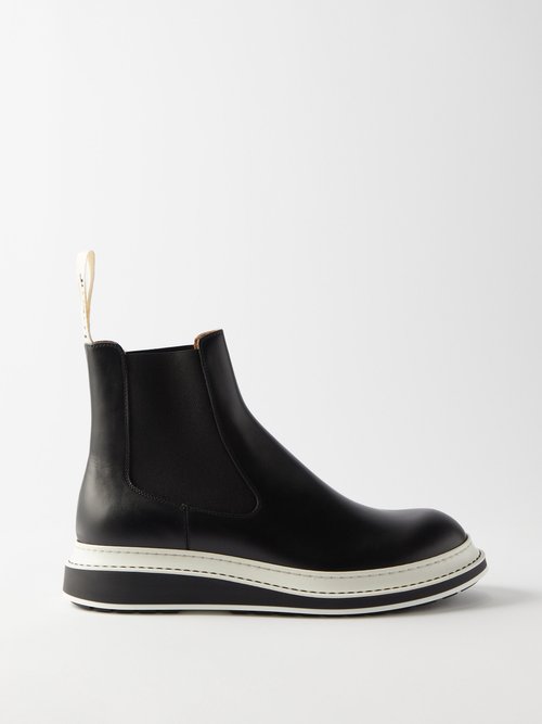 Layered-sole Leather Chelsea Boots