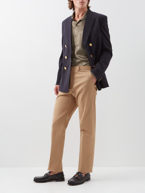Valentino Stretch-cotton Twill Straight-leg Trousers In Beige