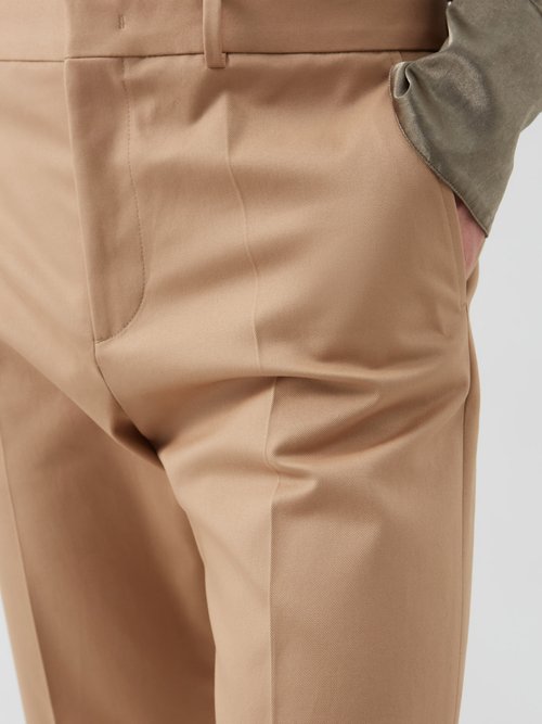 Valentino Stretch-cotton Twill Straight-leg Trousers In Beige