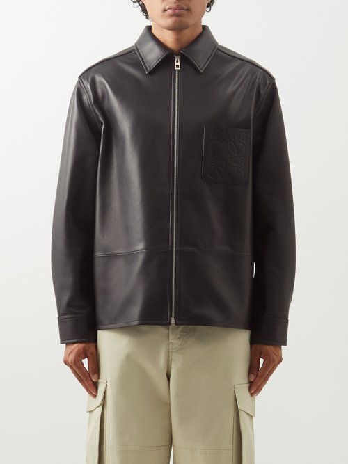 Anagram-debossed Leather Jacket