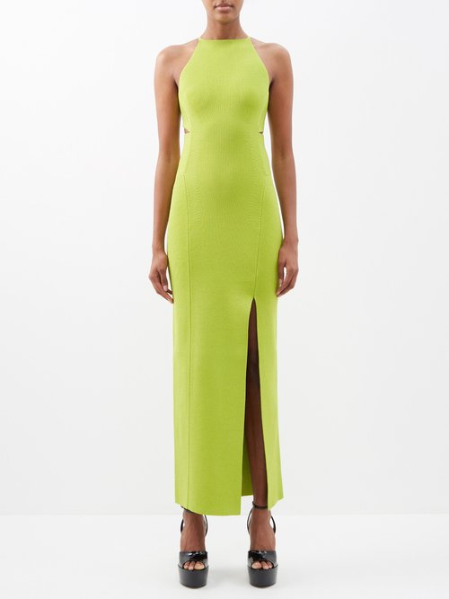 Galvan - Claudia Cut-out Knit Dress Light Green