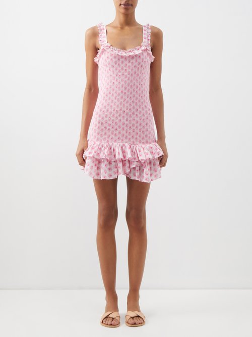 LoveShackFancy Breyer Floral-print Smocked-cotton Mini Dress