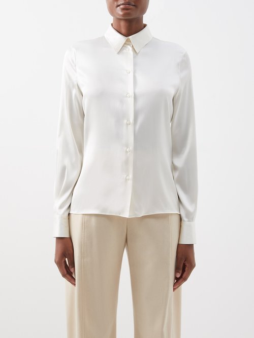 Tom Ford - Point-collar Silk-blend Shirt White