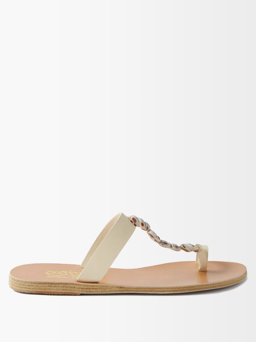 Sphinx Beaded Leather Flat Sandals