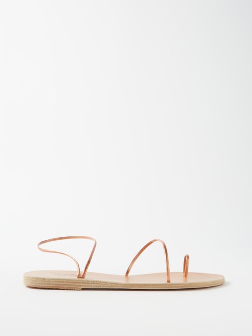 Ancient Greek Sandals - Chora Toe-strap Metallic-leather Sandals Rose Gold