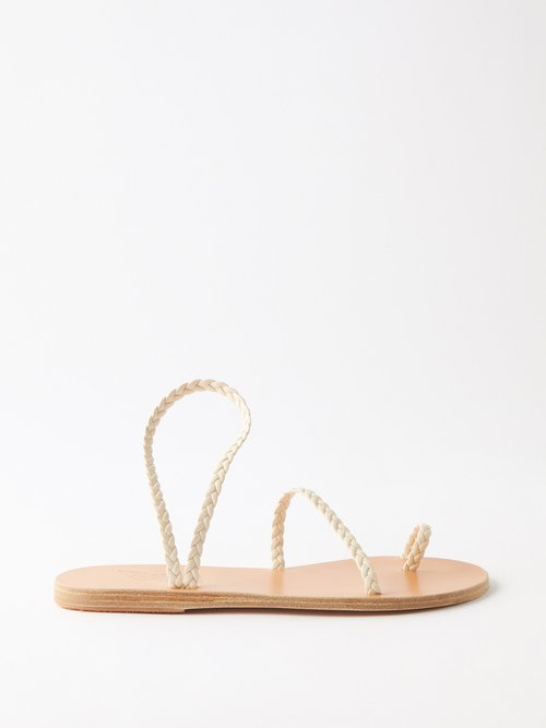 Ancient Greek Sandals - Eleftheria Braided-leather Flat Sandals White