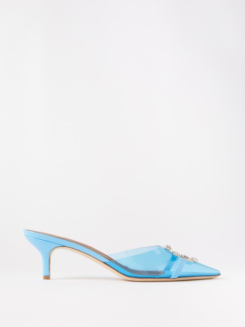 malone souliers - missy 45 crystal-embellished pvc mules womens blue