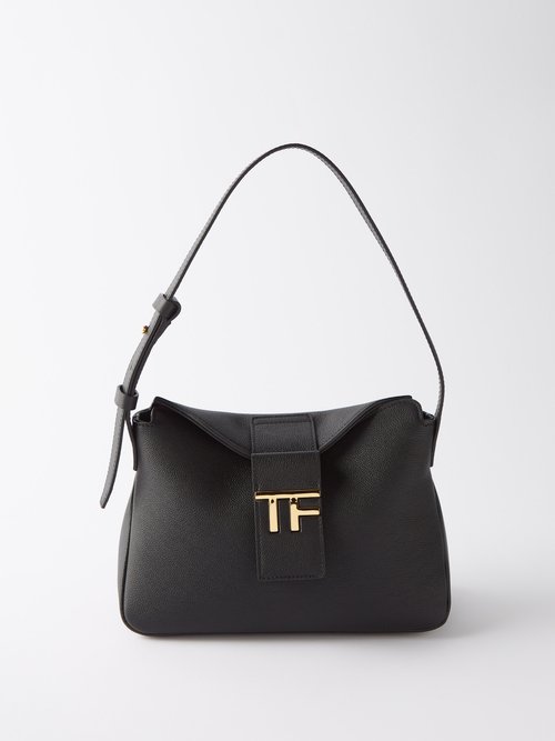 Tom Ford - Mini Logo-plaque Grained-leather Shoulder Bag Black