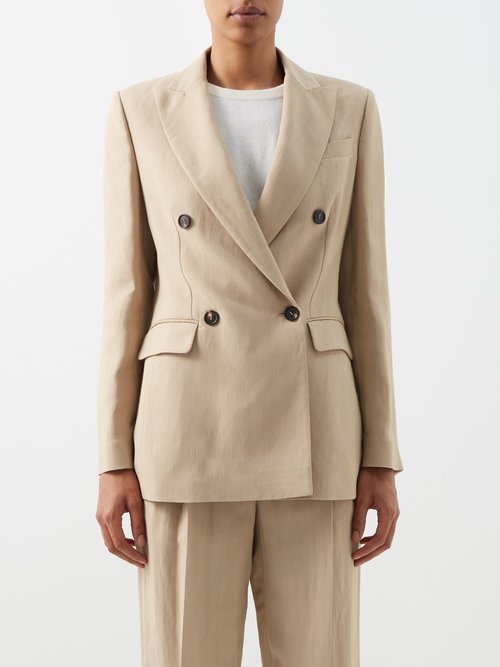 Brunello Cucinelli - Double-breasted Twill Suit Jacket Beige