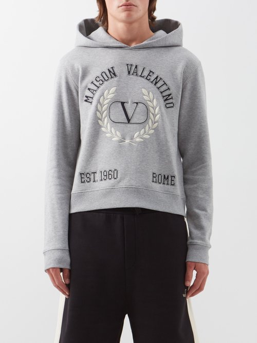Valentino Logo-embroidered Jersey Hoodie