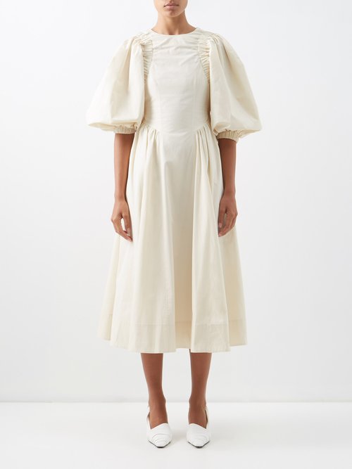 Rejina Pyo - Etta Balloon-sleeve Organic-cotton Midi Dress White