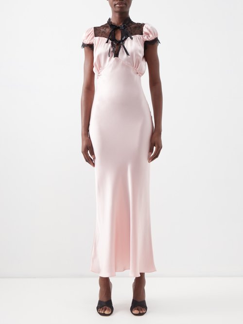 Rodarte - Lace-trimmed Silk-satin Slip Dress Pink