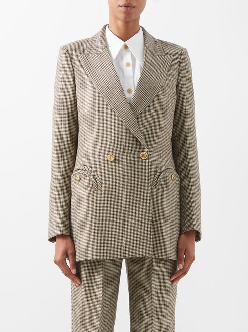 Blazé Milano - Kaos Houndstooth Wool-twill Suit Jacket Brown Multi