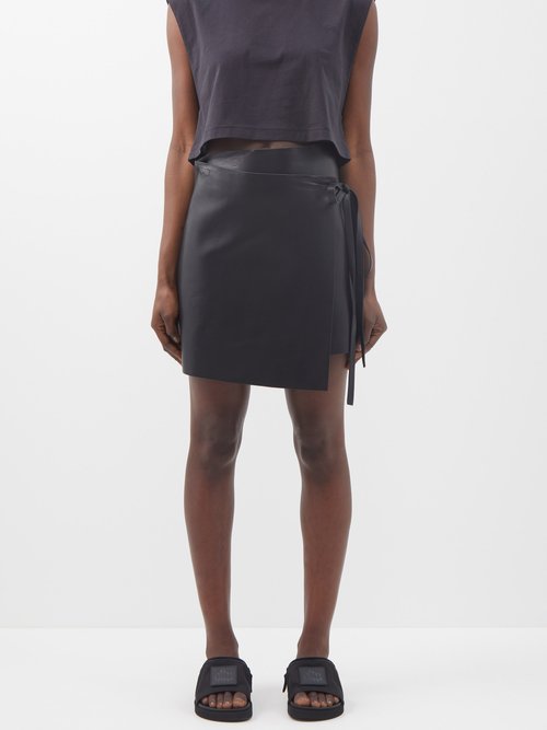 Altu Wrap-front Leather Mini Skirt