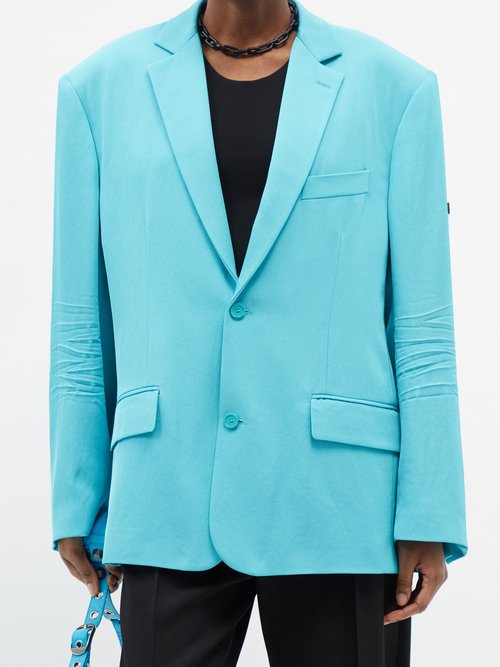 Balenciaga - Single-breasted Creased Oversized Suit Jacket - Womens - Blue
