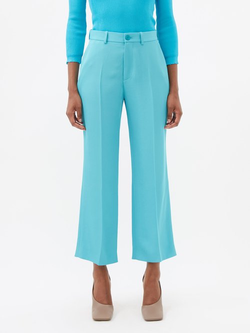 Balenciaga - Pintucked Twill Tailored Trousers - Womens - Blue