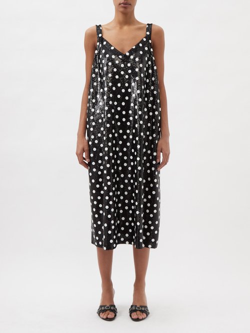 Balenciaga - Oversized Sequinned Polka-dot Dress Black