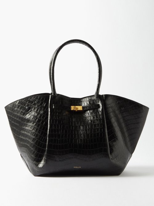 Demellier The New York Large Croc-effect Leather Tote Bag In Black ...