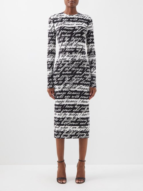 Norma Kamali - Spliced Printed Jersey Dress Black & White