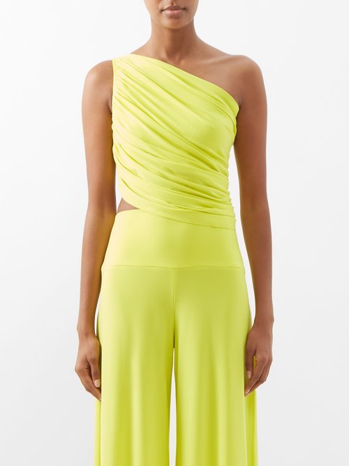 Norma Kamali - Diana One-shoulder Jersey Top Lime Green