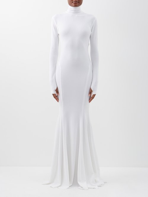Norma Kamali - Turtle Cutout-back Jersey Maxi Dress White