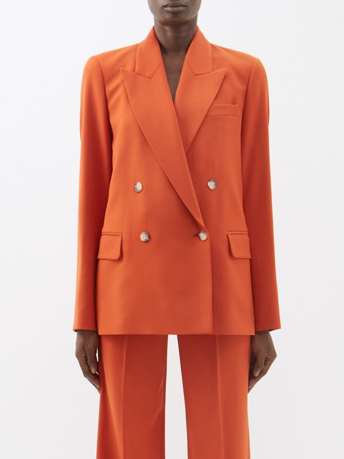 Joseph - Jaden Double-breasted Stretch-wool Suit Jacket Orange