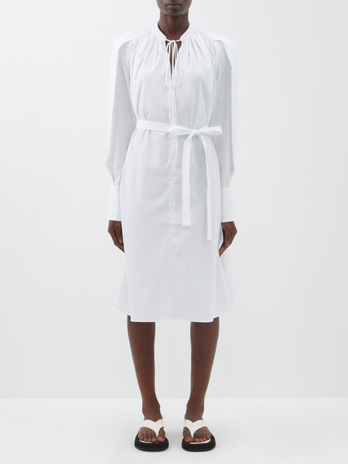 Joseph Penrose Cotton-poplin Midi Shirt Dress In White