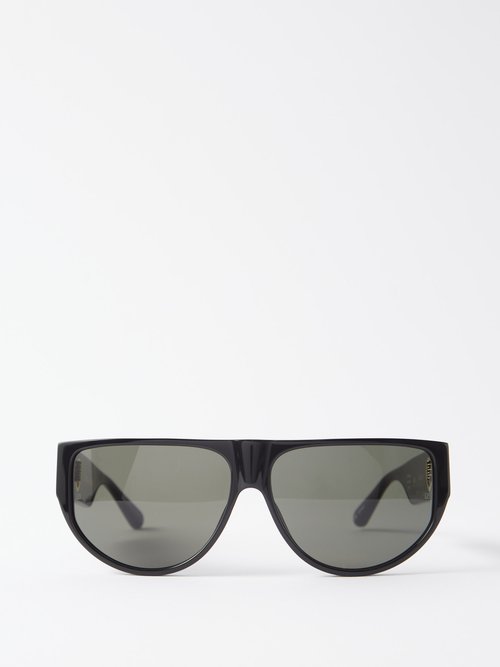 linda farrow - elodie flat-top acetate sunglasses womens black