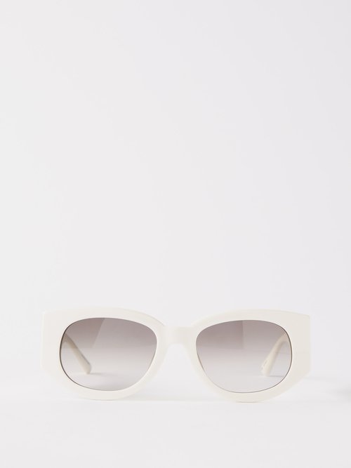 linda farrow - debbie oval acetate sunglasses womens white grey