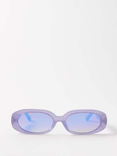 Linda Farrow Cara Oval Glitter-acetate Sunglasses