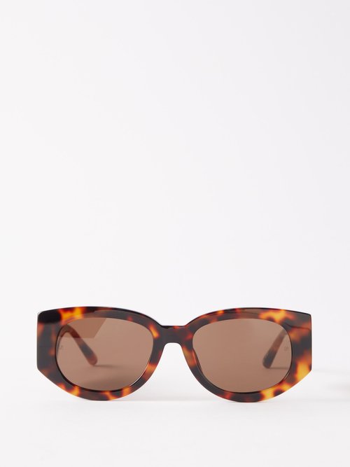linda farrow - debbie oval acetate sunglasses womens brown
