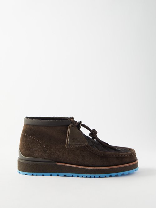 Moncler X Clarks Wallabee Suede Desert Boots In Gray