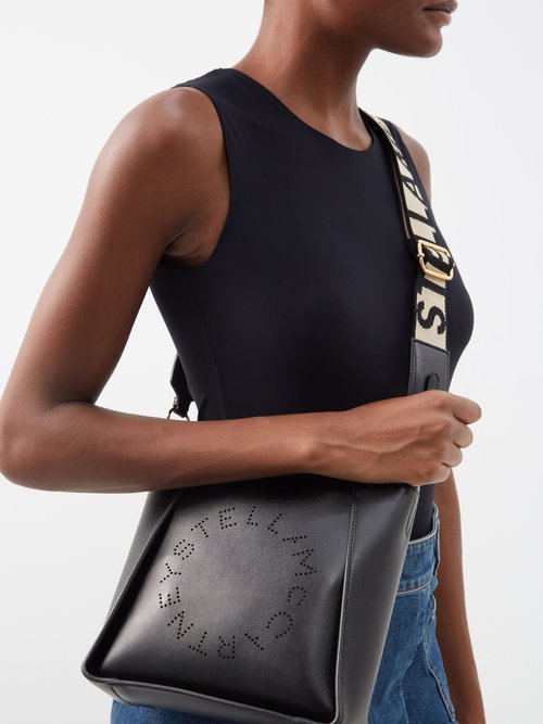 Stella Mccartney – Perforated-logo Faux-leather Shoulder Bag – Womens – Black
