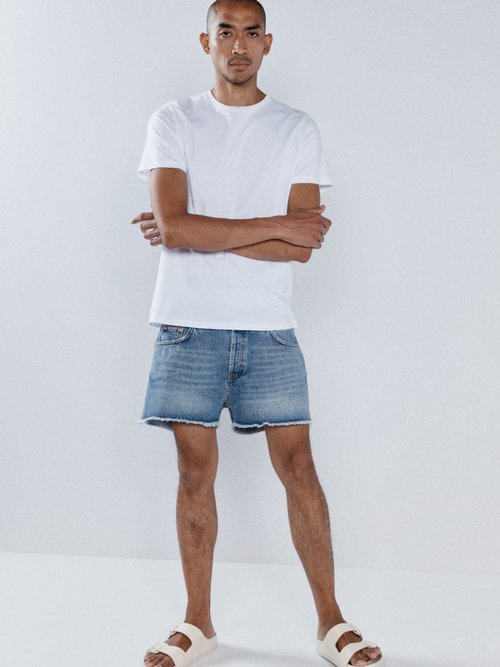 Raey - Organic Denim Frayed Hem Shorts - Mens - Indigo